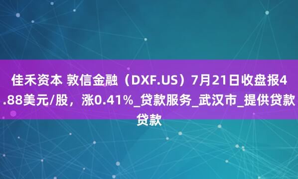 佳禾资本 敦信金融（DXF.US）7月21日收盘报4.88美元/股，涨0.41%_贷款服务_武汉市_提供贷款
